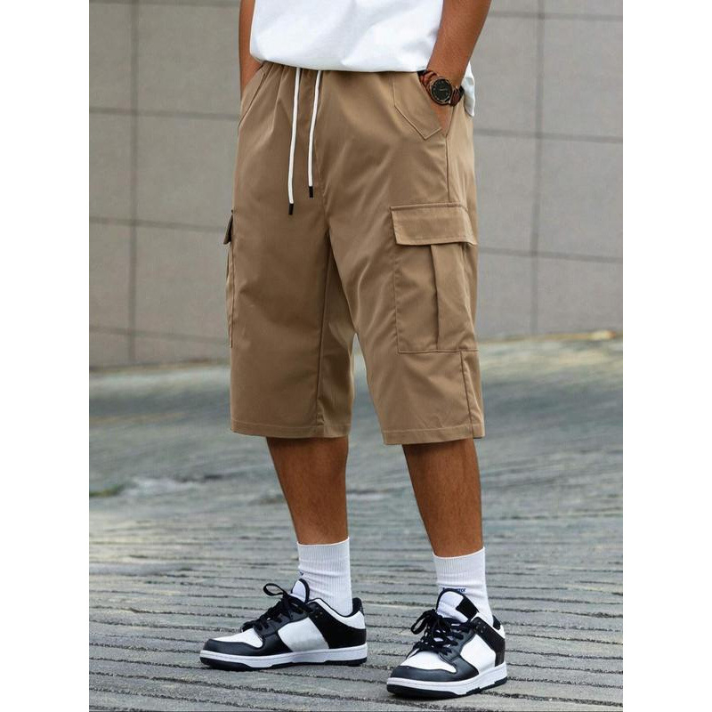 Meeste lühikesed püksid - vaba lõige, 9/10 pikkus, CVC kangas, loodusliku värviga puuvillane, kergelt veniv, retro stiil