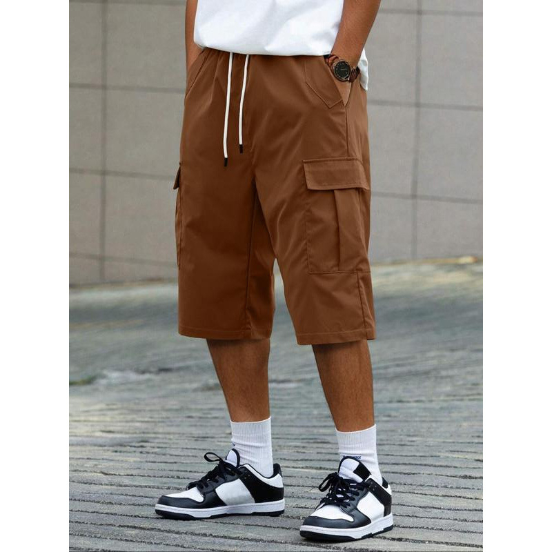 Meeste lühikesed püksid - vaba lõige, 9/10 pikkus, CVC kangas, loodusliku värviga puuvillane, kergelt veniv, retro stiil