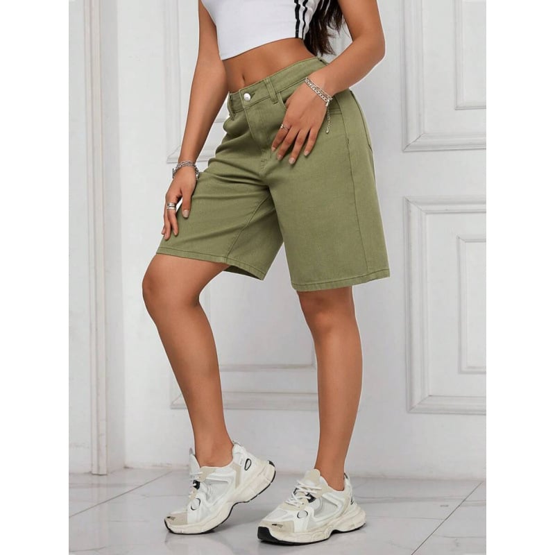 Denim Bermuda lühikesed šortid, vabalt istuvad, igapäevane stiil, taskud, nööriga sulgemine, fliisvooder, polüesteri segu