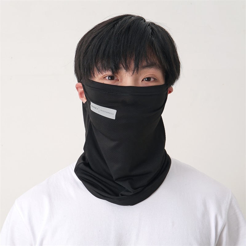 Șal respirabil de protecție solară pentru gât și față, pentru bărbați, cu bucle pentru urechi, Ice Silk, bază din bumbac, stil proaspăt și dulce, primăvara 2025