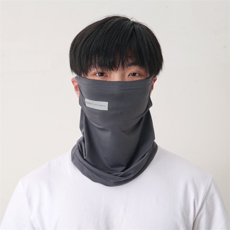 Șal respirabil de protecție solară pentru gât și față, pentru bărbați, cu bucle pentru urechi, Ice Silk, bază din bumbac, stil proaspăt și dulce, primăvara 2025