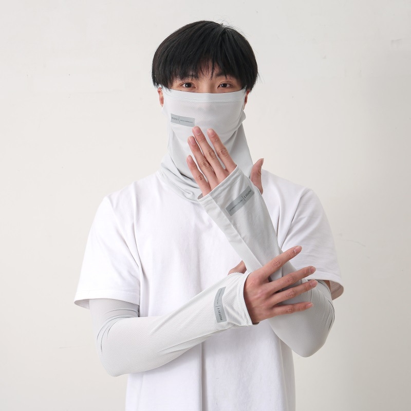 Șal respirabil de protecție solară pentru gât și față, pentru bărbați, cu bucle pentru urechi, Ice Silk, bază din bumbac, stil proaspăt și dulce, primăvara 2025