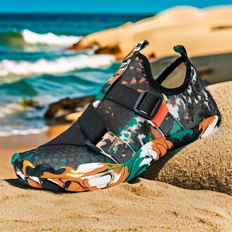 Laste veesõrmed väljasõitudeks ja randade jaoks – hingav võrkvooder, elastne rihmaga kinnitamine, madal ülemine, pealmine kiht sünteetilisest nahast, talla naturaalne kumm