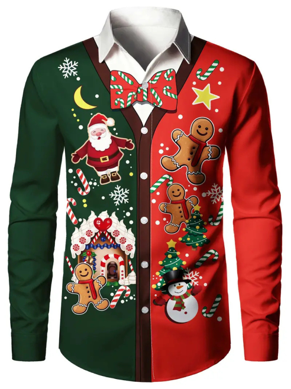 Meeste pikkade varrukatega särk 3D-trükiga, slim fit, värvilise blokimustriga, kael Turn-down, acetaatkiud 96%