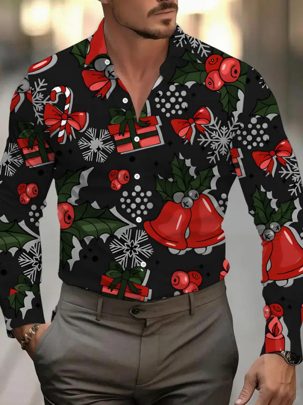 Meeste pikkade varrukatega särk 3D-trükiga, slim fit, värvilise blokimustriga, kael Turn-down, acetaatkiud 96%