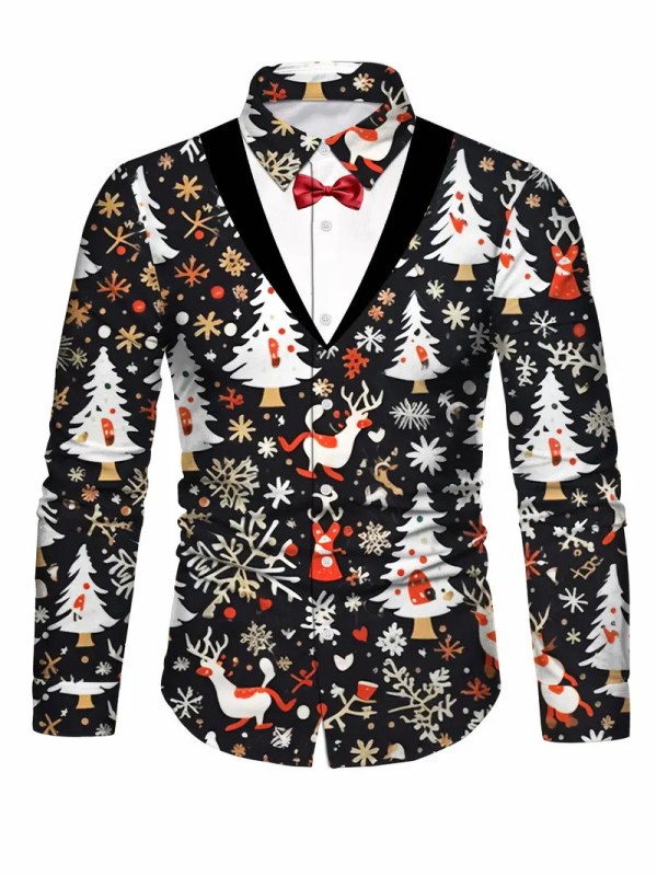 Meeste pikkade varrukatega särk 3D-trükiga, slim fit, värvilise blokimustriga, kael Turn-down, acetaatkiud 96%