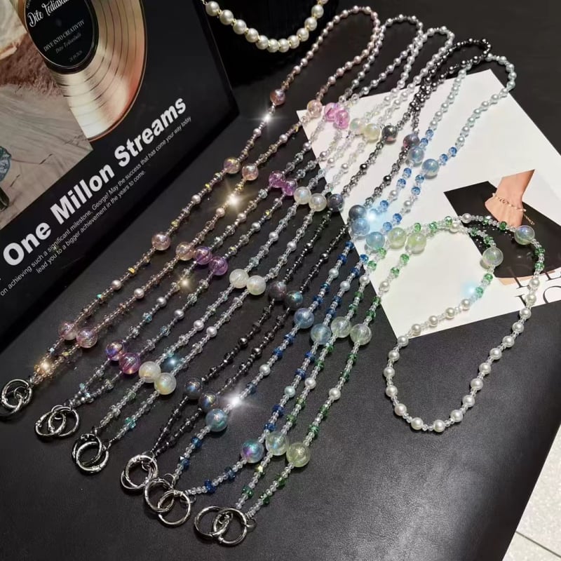 Mobiiltelefonile lanyard kunstkristallidega, käsitöö, PVC köis ja metallist kinniti, naiselik stiil