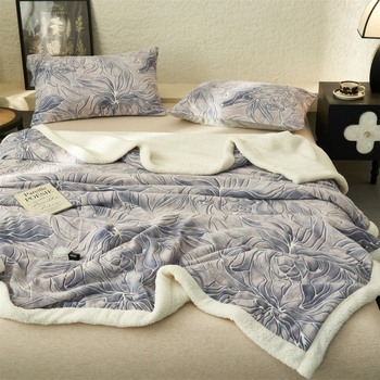 Polüestrist pleed sametise tekstuuriga, geomeetriline ja lillemustriga, Põhjamaade stiil, nelja aastaaja, kaal alla 300 g