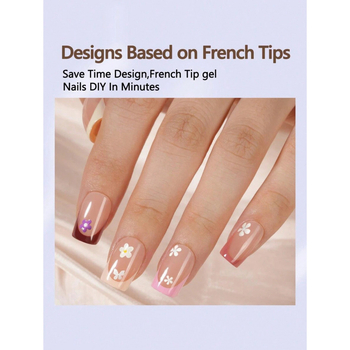 Sada umelých nechtov, francúzsky štýl, 150 kusov, štvorcové tipy, kód produktu sh37117236