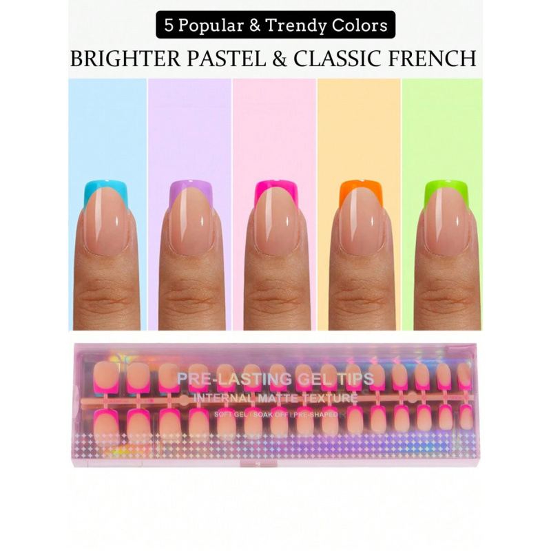 Sada umelých nechtov, francúzsky štýl, 150 kusov, štvorcové tipy, kód produktu sh37117236