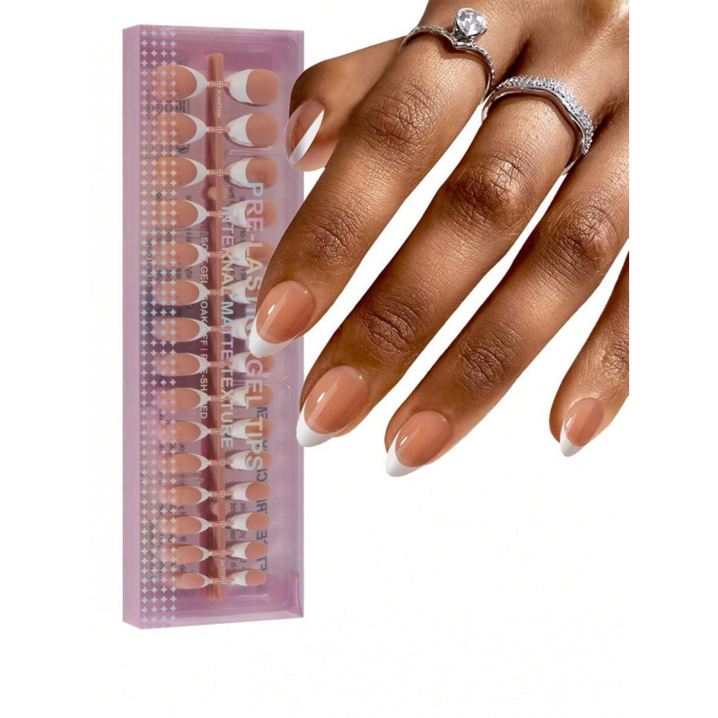 Sada umelých nechtov, francúzsky štýl, 150 kusov, štvorcové tipy, kód produktu sh37117236