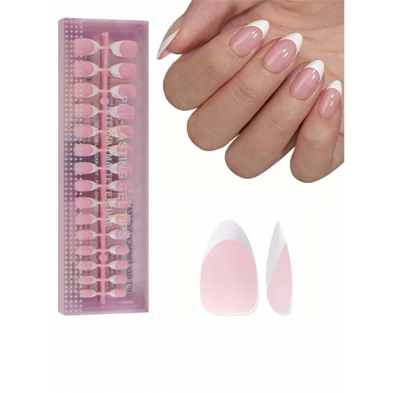 Sada umelých nechtov, francúzsky štýl, 150 kusov, štvorcové tipy, kód produktu sh37117236