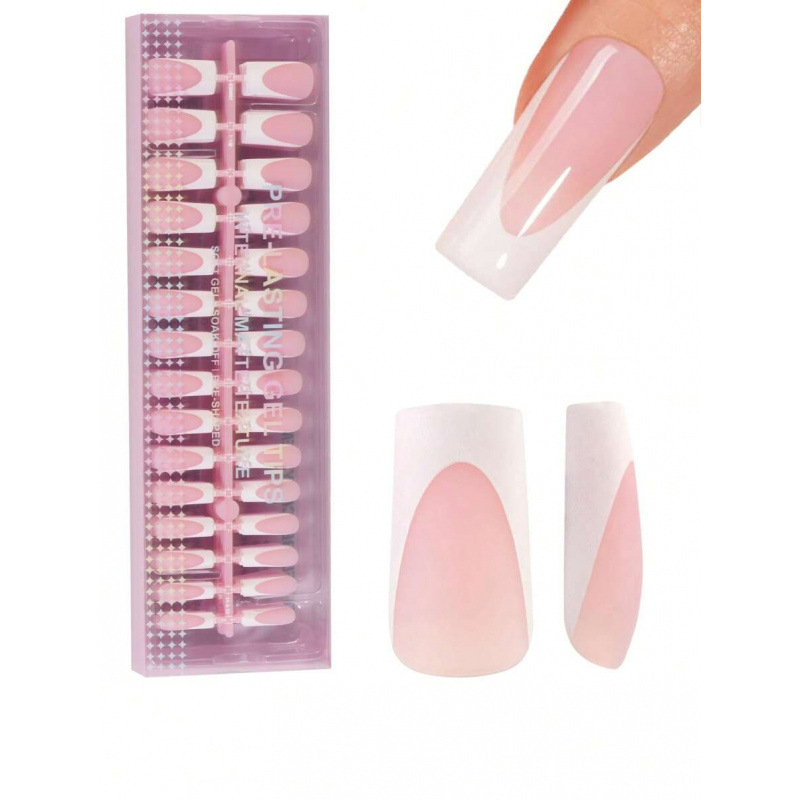 Sada umelých nechtov, francúzsky štýl, 150 kusov, štvorcové tipy, kód produktu sh37117236