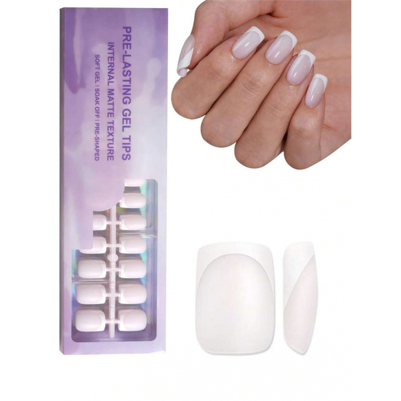 Sada umelých nechtov, francúzsky štýl, 150 kusov, štvorcové tipy, kód produktu sh37117236