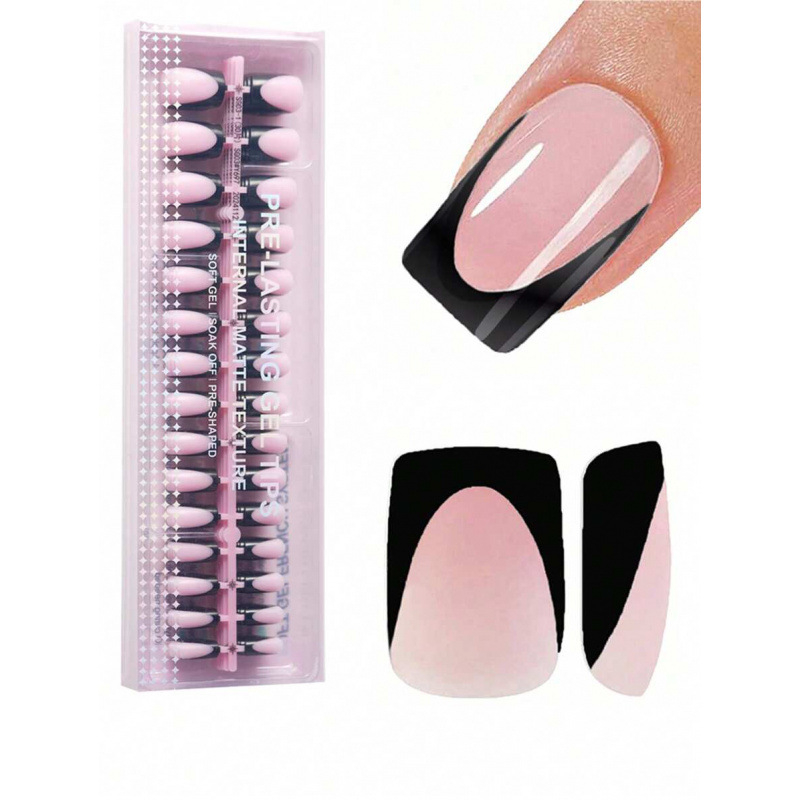 Sada umelých nechtov, francúzsky štýl, 150 kusov, štvorcové tipy, kód produktu sh37117236
