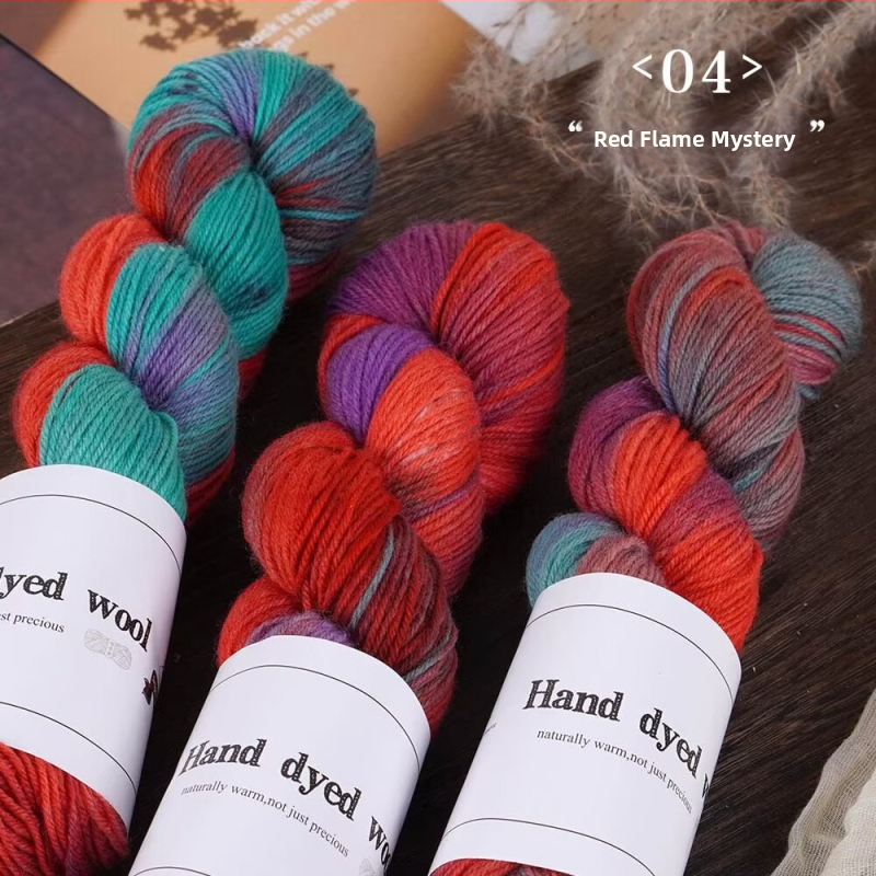 Zmiešaná vlnená priadza na pletenie, ručne farbená, značka Xinyu, číslo výrobku Hand-dyed Wool Yarn