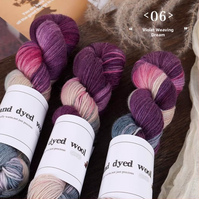 Zmiešaná vlnená priadza na pletenie, ručne farbená, značka Xinyu, číslo výrobku Hand-dyed Wool Yarn
