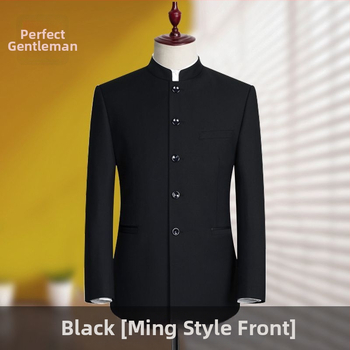 Pánsky Zhongshan oblek, Čínsky štýl, Corduroy látka s Rabbit Hair, Zima 2024, Wrinkle-Free