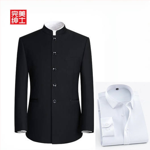 Pánsky Zhongshan oblek, Čínsky štýl, Corduroy látka s Rabbit Hair, Zima 2024, Wrinkle-Free