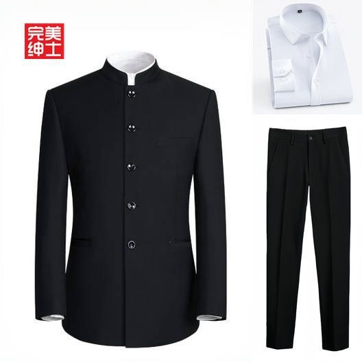 Pánsky Zhongshan oblek, Čínsky štýl, Corduroy látka s Rabbit Hair, Zima 2024, Wrinkle-Free