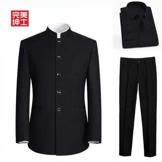 Pánsky Zhongshan oblek, Čínsky štýl, Corduroy látka s Rabbit Hair, Zima 2024, Wrinkle-Free