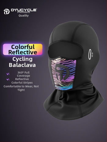 Mască pentru față de ciclism cu dungi reflectorizante, din poliester, unisex, DTUCYCLE DT2390, antivânt și cald