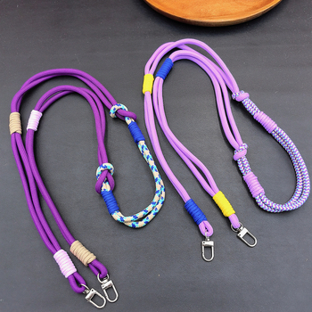 Nylonový telefónny lanyard, ručne vyrobený, unisex, s kovovou prackou