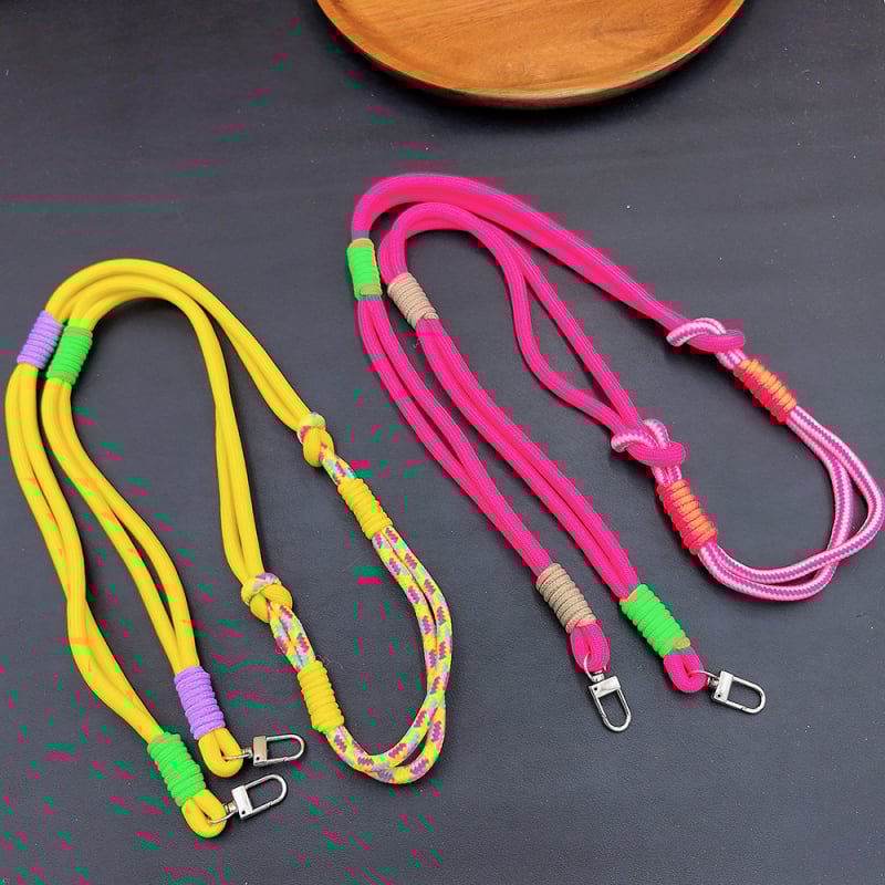 Nylonový telefónny lanyard, ručne vyrobený, unisex, s kovovou prackou