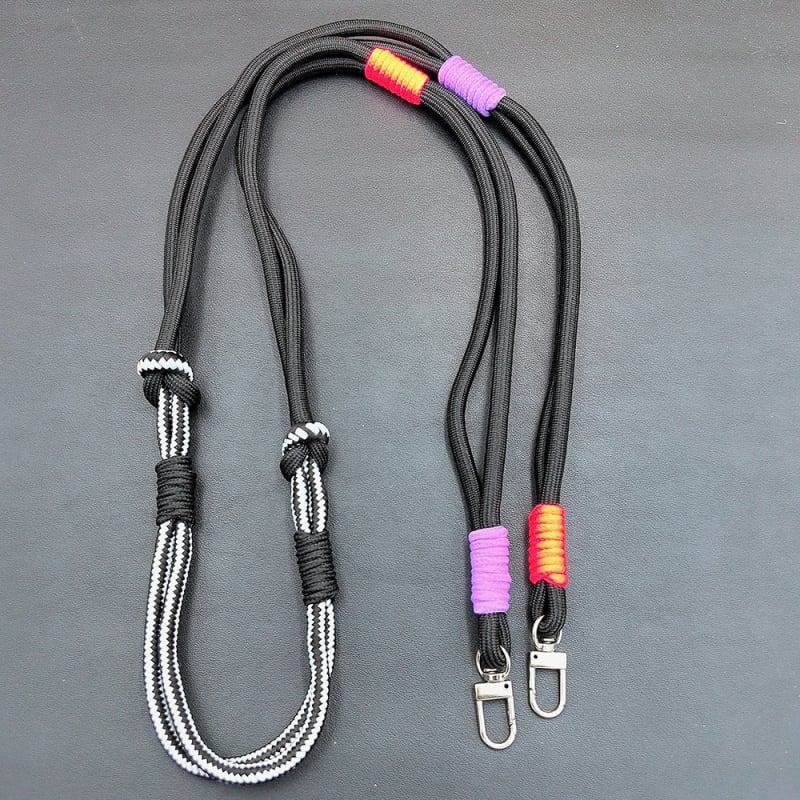 Nylonový telefónny lanyard, ručne vyrobený, unisex, s kovovou prackou