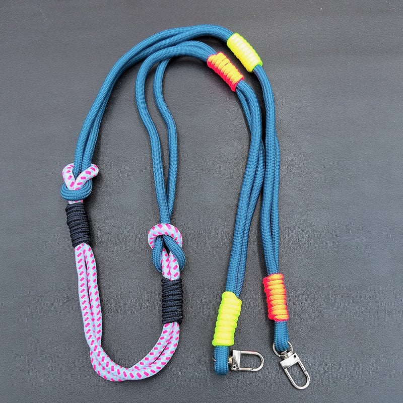 Nylonový telefónny lanyard, ručne vyrobený, unisex, s kovovou prackou