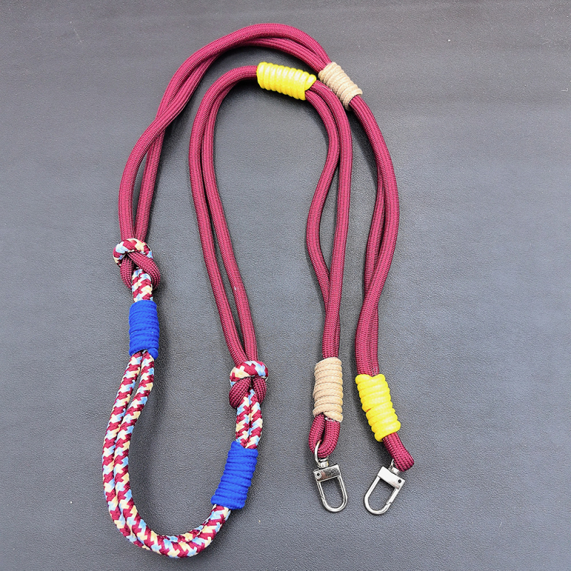 Nylonový telefónny lanyard, ručne vyrobený, unisex, s kovovou prackou