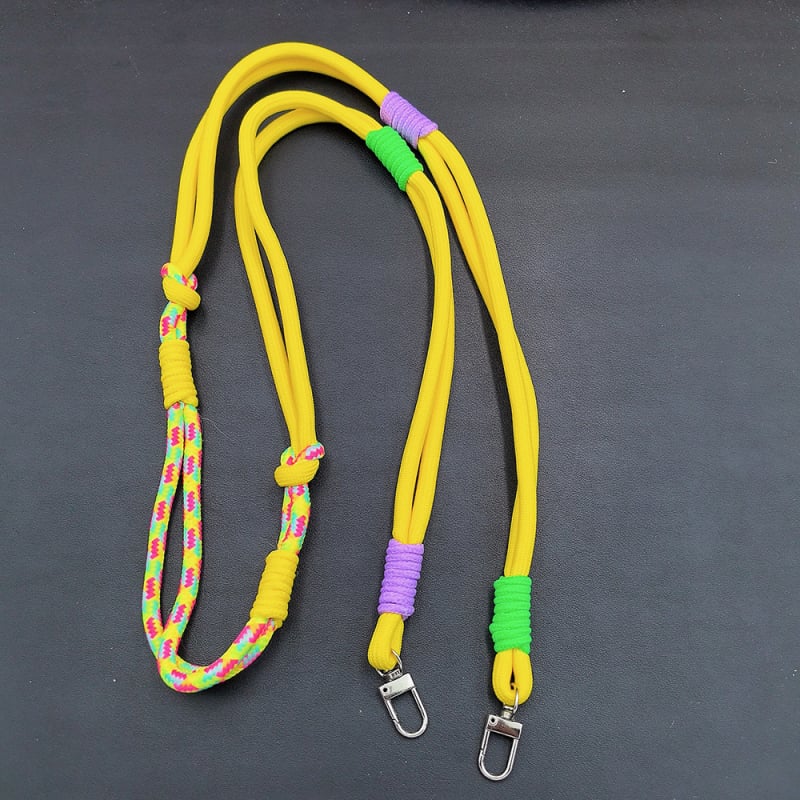 Nylonový telefónny lanyard, ručne vyrobený, unisex, s kovovou prackou