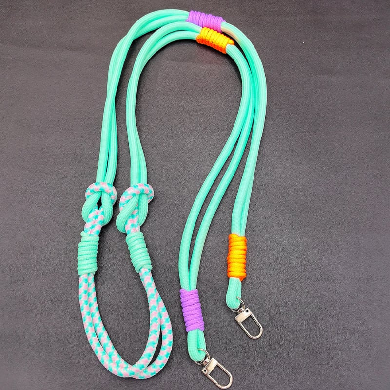 Nylonový telefónny lanyard, ručne vyrobený, unisex, s kovovou prackou
