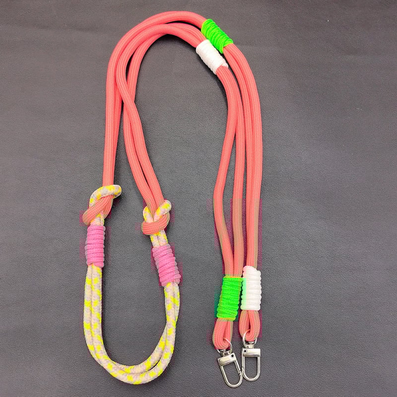 Nylonový telefónny lanyard, ručne vyrobený, unisex, s kovovou prackou