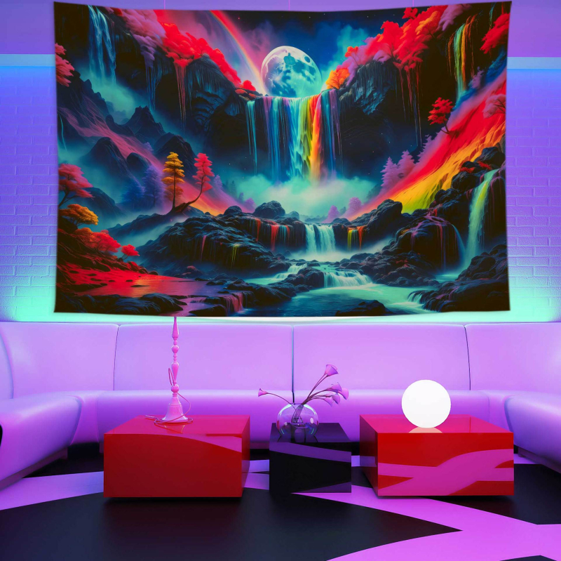 Stena gobelín s motívom Stromu života a krajinky – 100% polyester, strojové tkanie, obdĺžnik, domová dekorácia