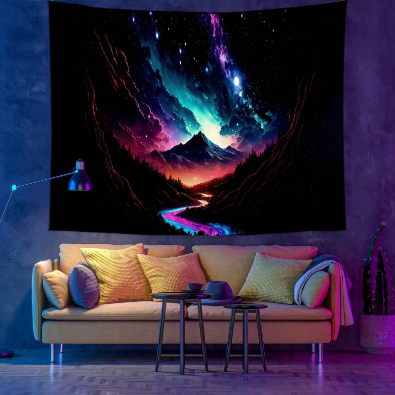 Stena gobelín s motívom Stromu života a krajinky – 100% polyester, strojové tkanie, obdĺžnik, domová dekorácia