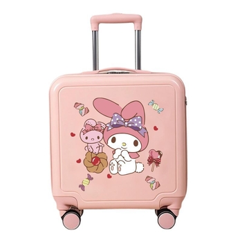 Detský cestovný kufor s vysúvateľnou rukoväťou a TSA zámkom s heslom, PC materiál, omnidirekčné kolieska, zapínanie na zips