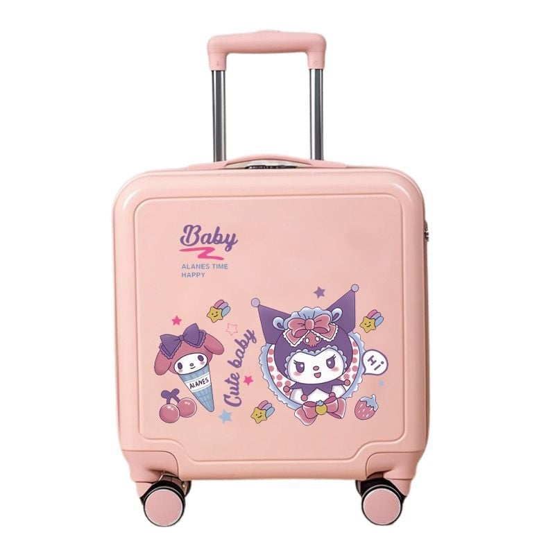 Detský cestovný kufor s vysúvateľnou rukoväťou a TSA zámkom s heslom, PC materiál, omnidirekčné kolieska, zapínanie na zips