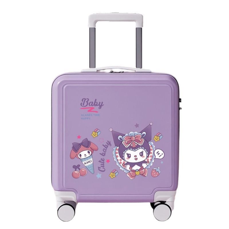 Detský cestovný kufor s vysúvateľnou rukoväťou a TSA zámkom s heslom, PC materiál, omnidirekčné kolieska, zapínanie na zips