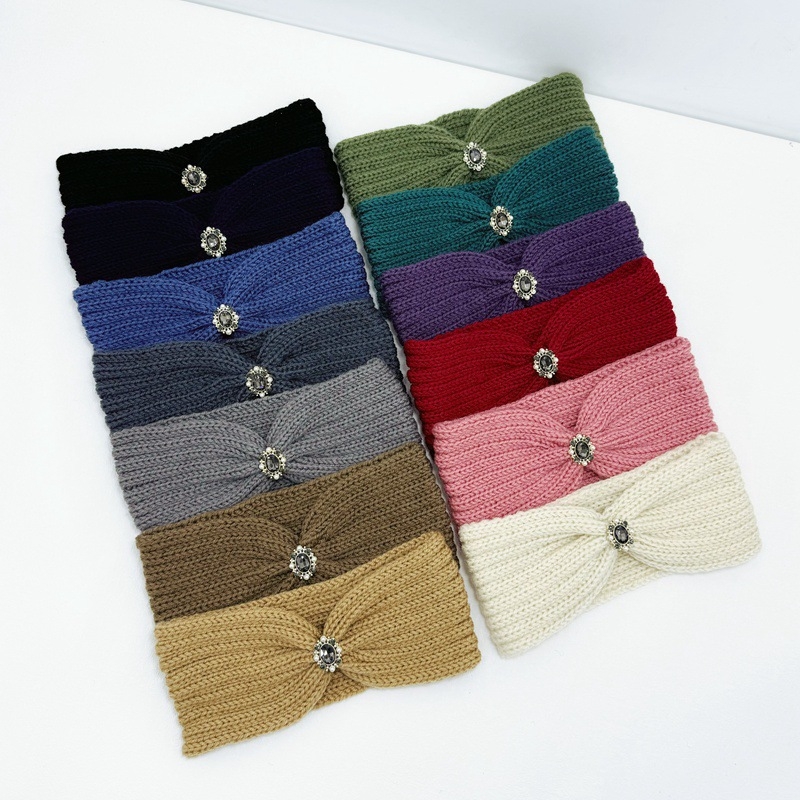 Dámska pletená čelenka s káro vzorom, pokrývka hlavy, jeseň 2023