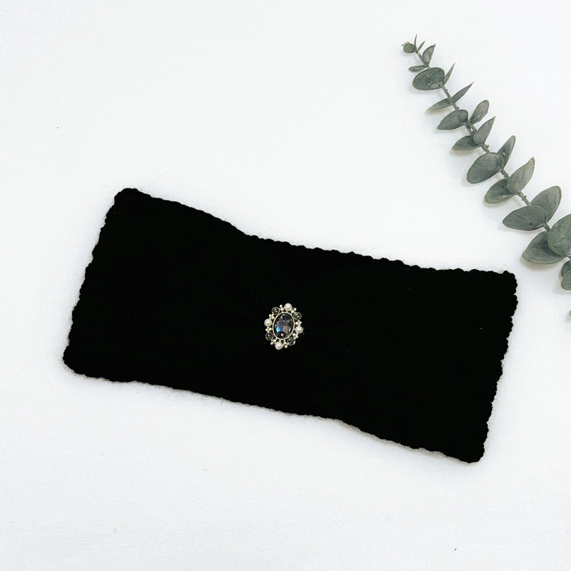 Dámska pletená čelenka s káro vzorom, pokrývka hlavy, jeseň 2023