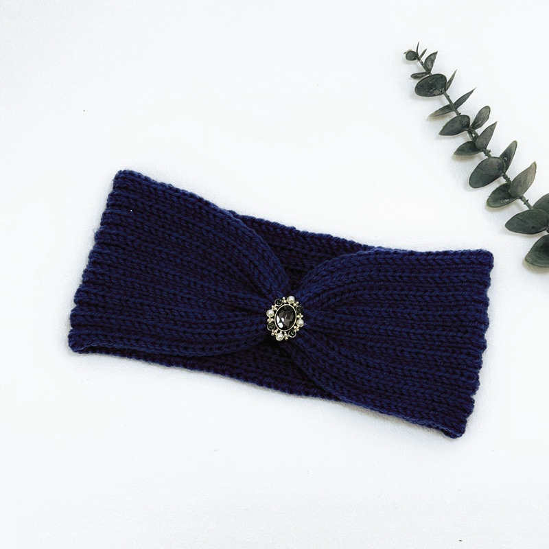 Dámska pletená čelenka s káro vzorom, pokrývka hlavy, jeseň 2023