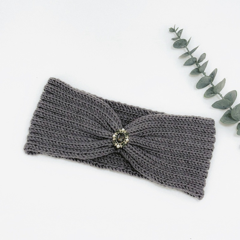 Dámska pletená čelenka s káro vzorom, pokrývka hlavy, jeseň 2023