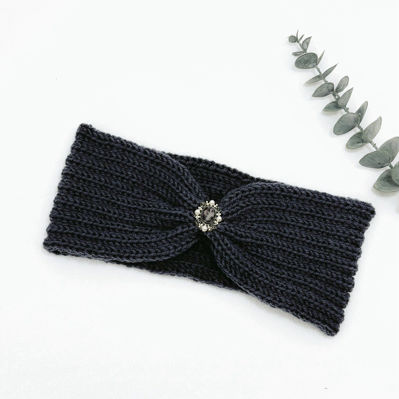 Dámska pletená čelenka s káro vzorom, pokrývka hlavy, jeseň 2023