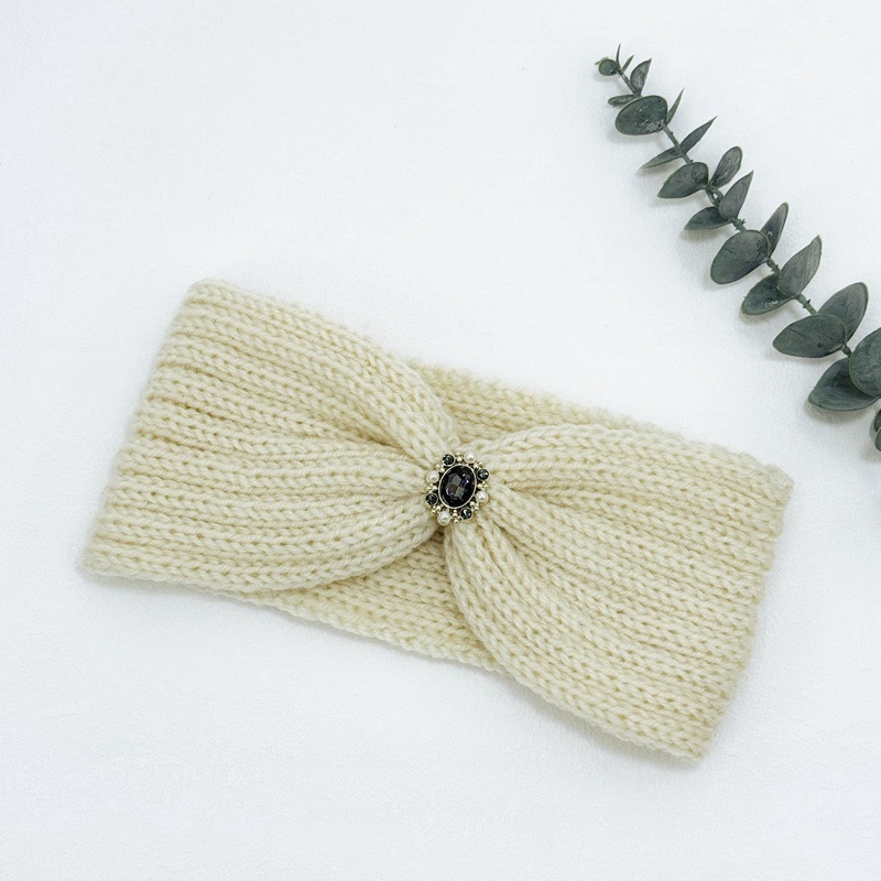 Dámska pletená čelenka s káro vzorom, pokrývka hlavy, jeseň 2023