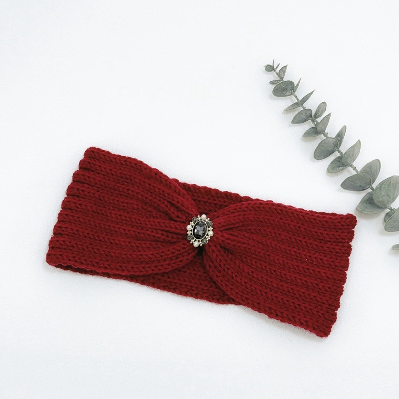 Dámska pletená čelenka s káro vzorom, pokrývka hlavy, jeseň 2023