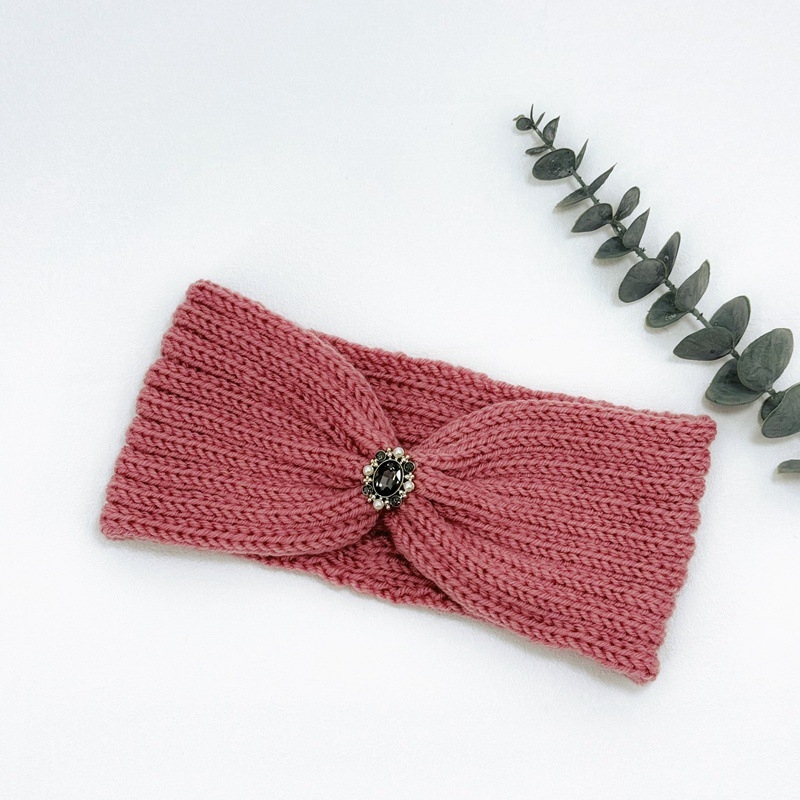 Dámska pletená čelenka s káro vzorom, pokrývka hlavy, jeseň 2023