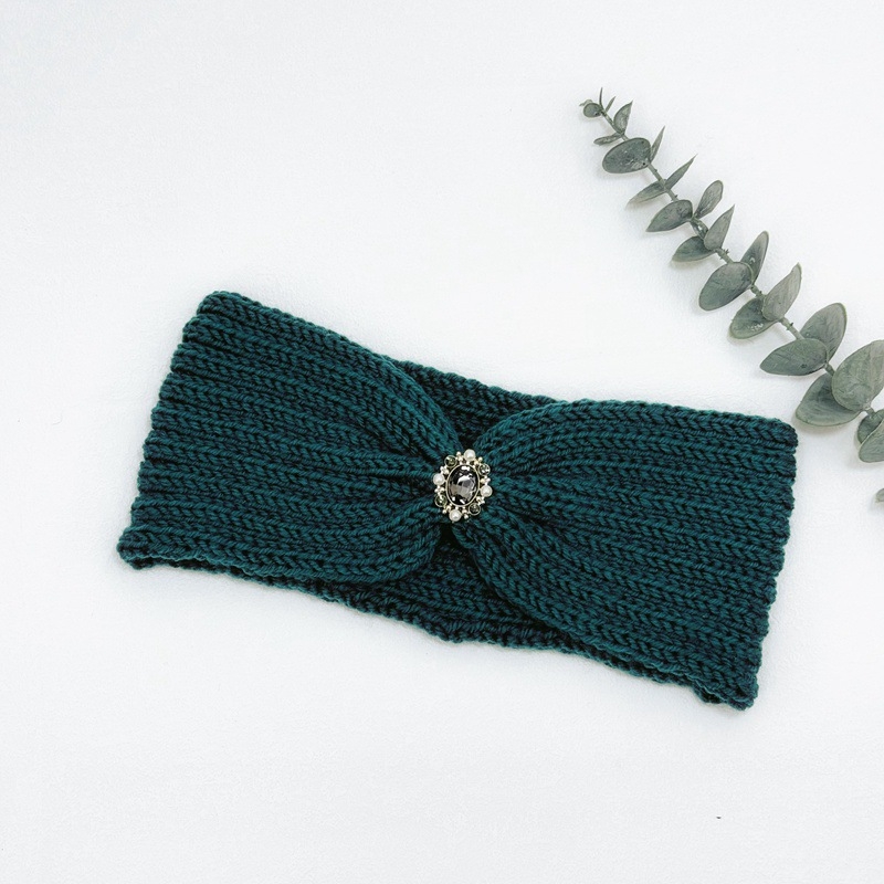 Dámska pletená čelenka s káro vzorom, pokrývka hlavy, jeseň 2023