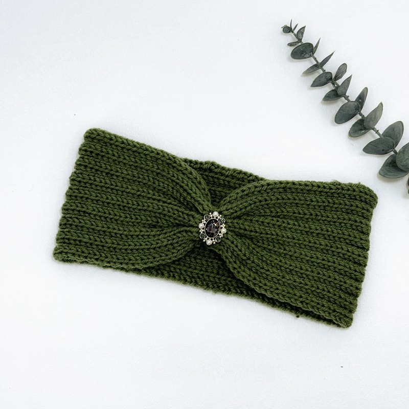 Dámska pletená čelenka s káro vzorom, pokrývka hlavy, jeseň 2023