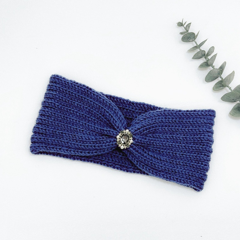 Dámska pletená čelenka s káro vzorom, pokrývka hlavy, jeseň 2023